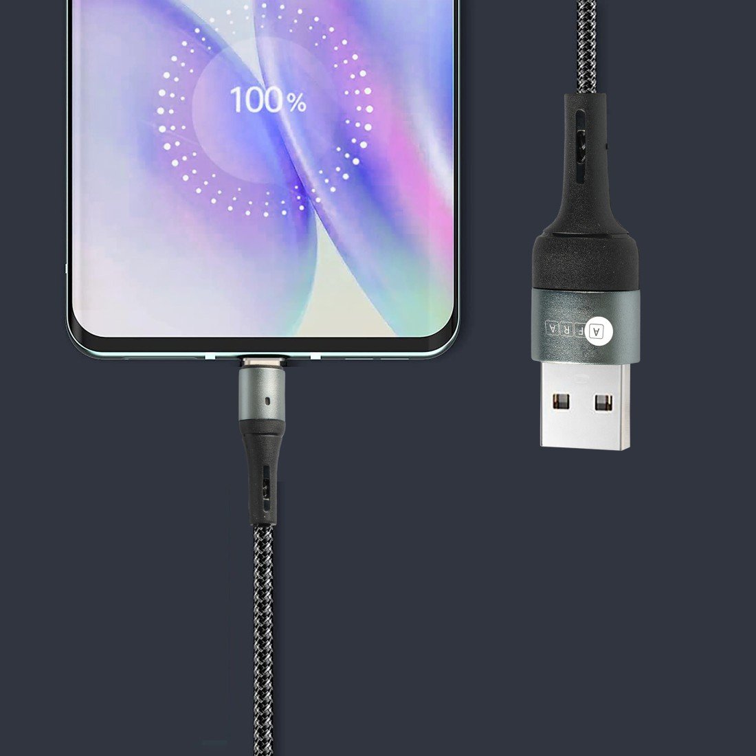 AFRA USB Charging Cable AF-0003TYPC – 2.4A, Nylon-Braided, USB A to Type-C, Tangle-Free & LED - Image 3